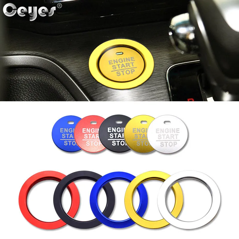 Ceyes 1pc Car Engine Ignition Start Stop Push Button Cover Ring Accessories Fit For Honda Civic Fit 2018 Auto Decoration Styling