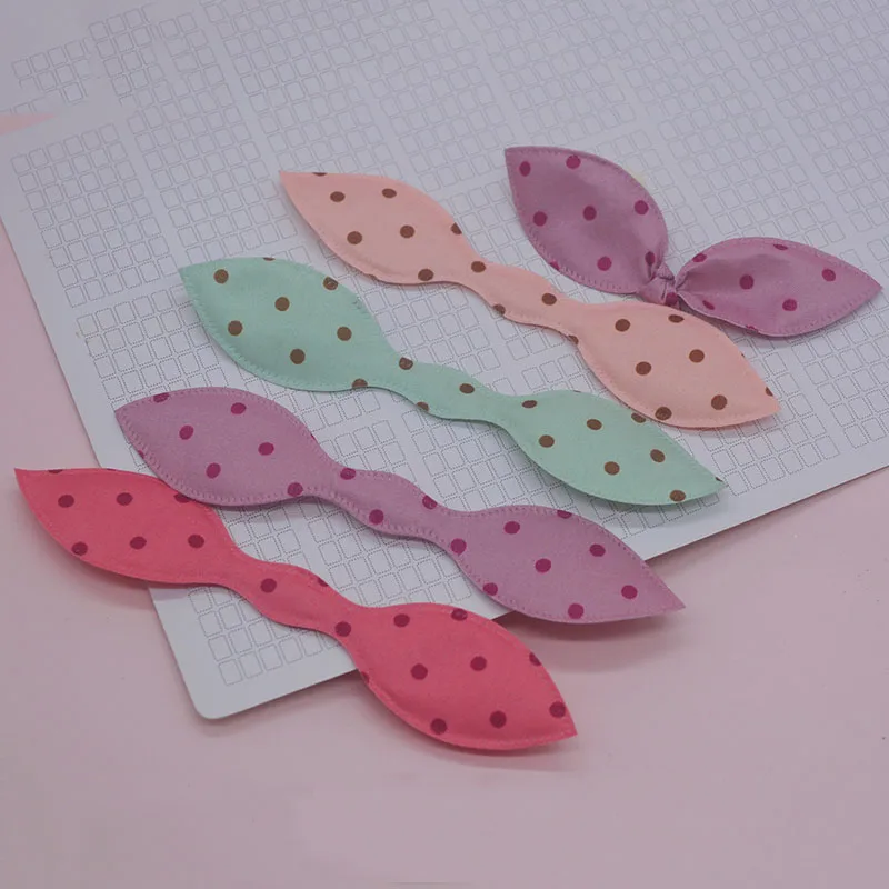 40 sztuk/partia 15*3.5CM wyściełane patche Polka Dot królik aplikacja dla Handmade ubrania kapelusz akcesoria do szycia DIY spinka akcesoria