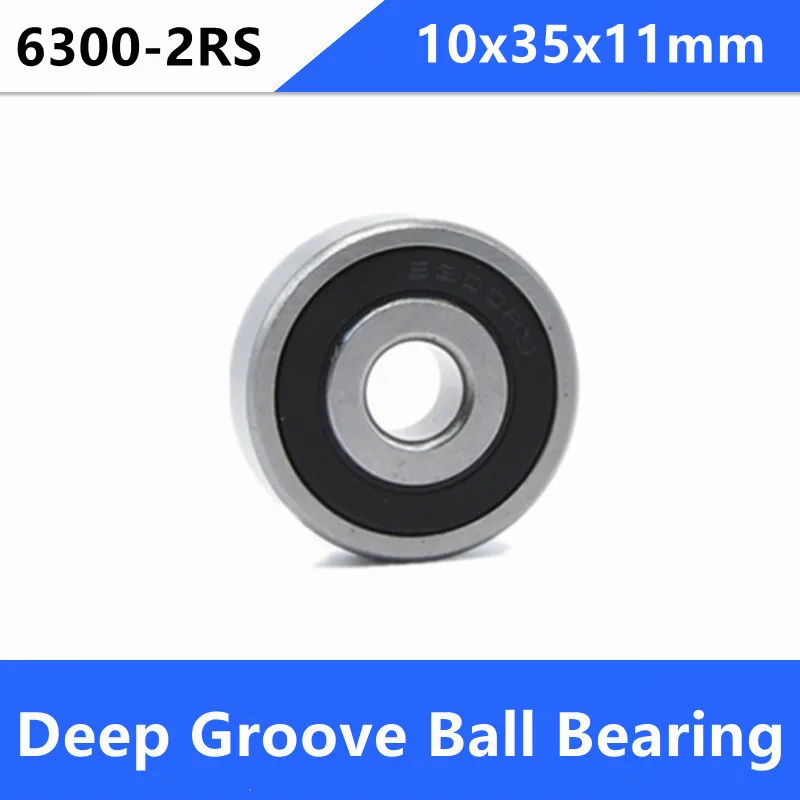 

50pcs/lot 6300-2RS rubber sealed deep groove ball bearing 6300 2RS RS 10x35x11mm