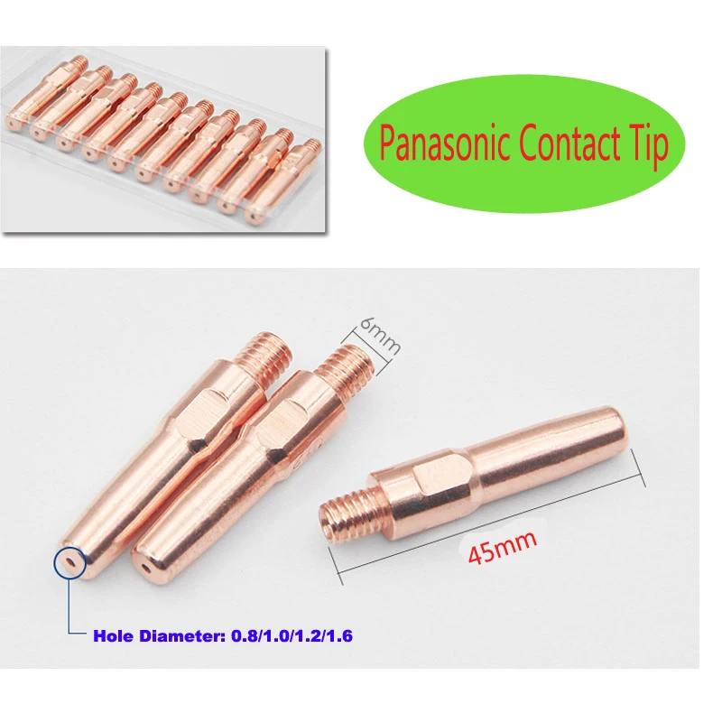 10 sztuk/partia CO2 MIG kontakt porady (0.8, 1.0 , 1.2, 1.6 ) x 45mm dla MAG MIG Panasonic palnik spawalniczy materiały eksploatacyjne akcesoria