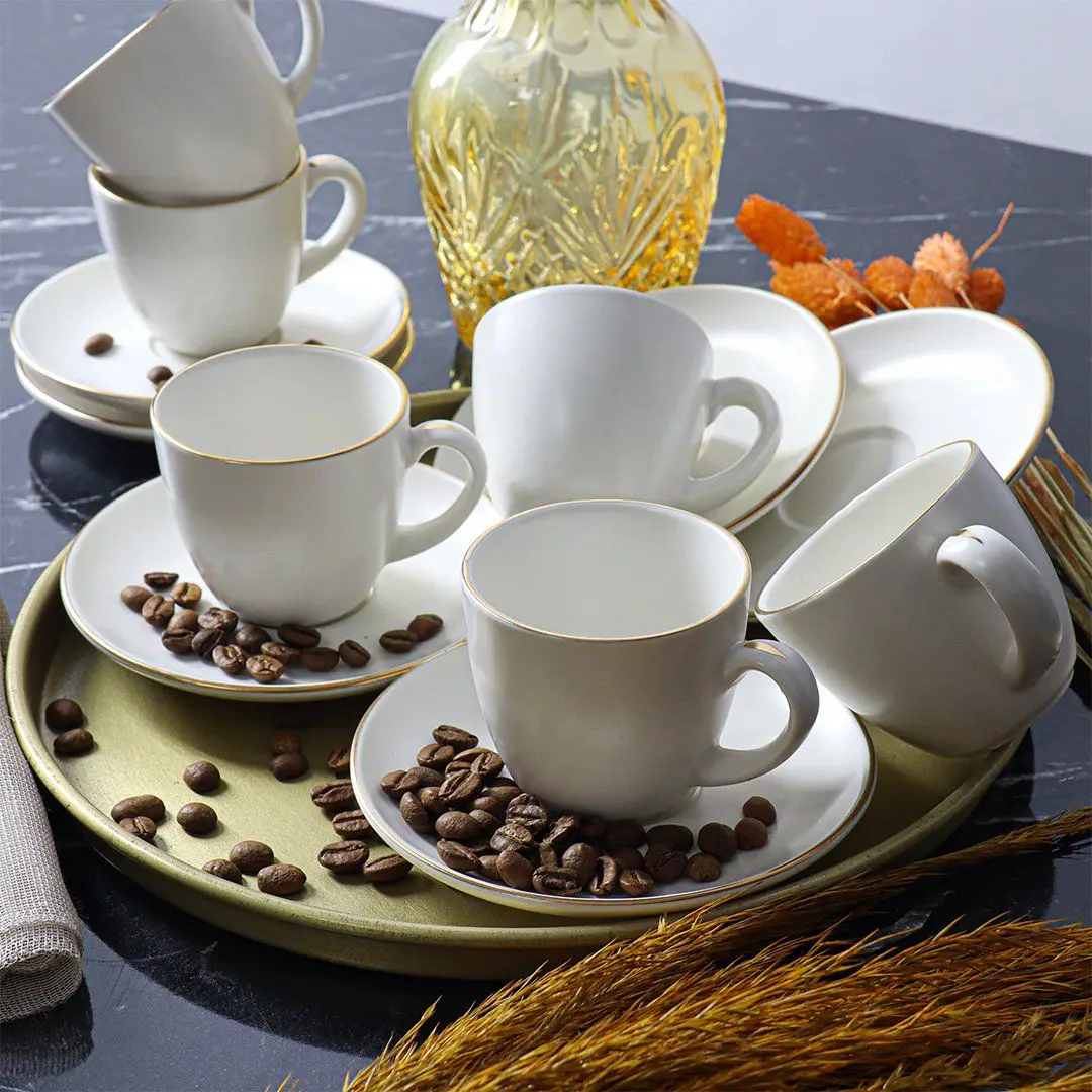 

DOLBOVI Tulü Porcelain Meshed 12 Piece Turkish coffee cup Pad Mat White mug кружка coffee cup cup