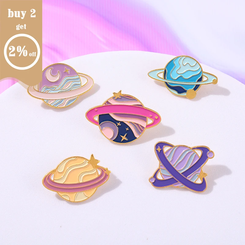 Dream Planet Metal Enamel Pins Planets In The Universe Sweet And Romantic Brooches Clothes Badge Jewery Gifts For Space Lovers