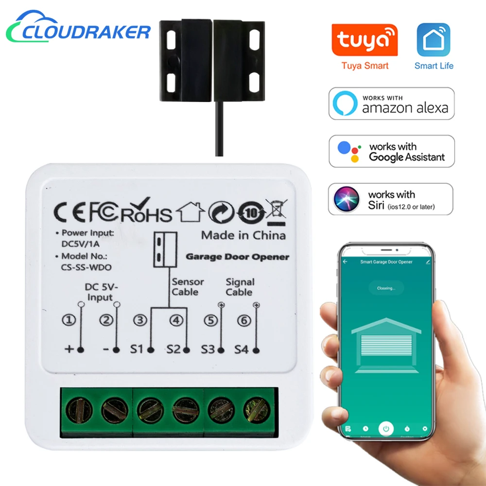 Tuya Smart Garage Door Opener WiFi Switch Remote Control Module Smart Life App Works with Alexa Google Home