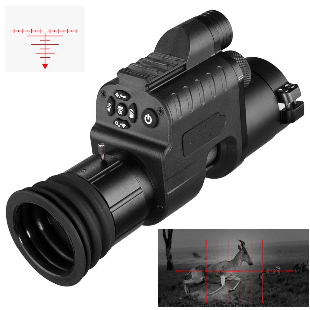 

Night Vision Optics Monocular For Riflescope with Wifi APP 200M NV Scope 850nm IR Sight Hunting Recording Camera Trail Telescope