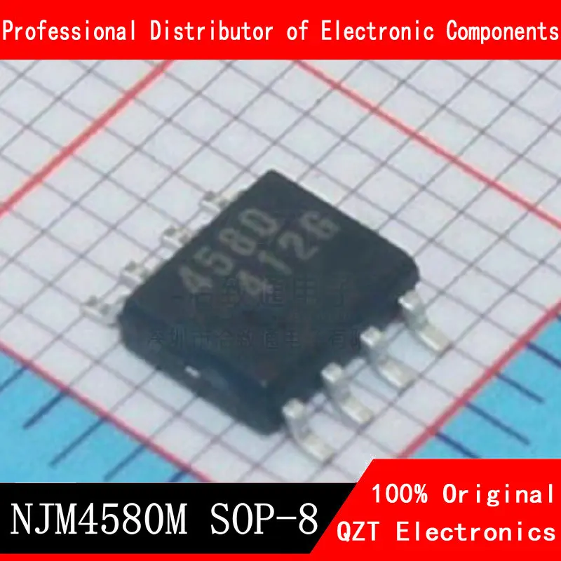 10 unids/lote NJM4580M SOP8 NJM4580 JRC4580 SOP 4580M SMD SOP8 nuevo y original Chipset IC