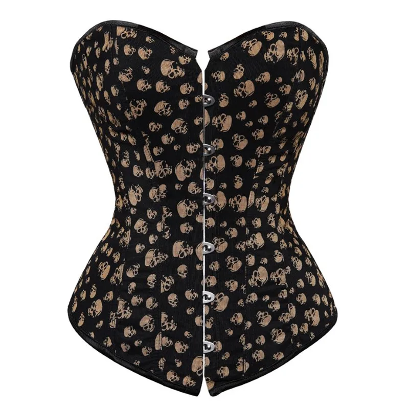 

Sexy Skull Print Overbust and Underbust Corset Bustier Tops Women Stempunk Lace-up Waist Trainer Bodyshaper Burlesque Corselet