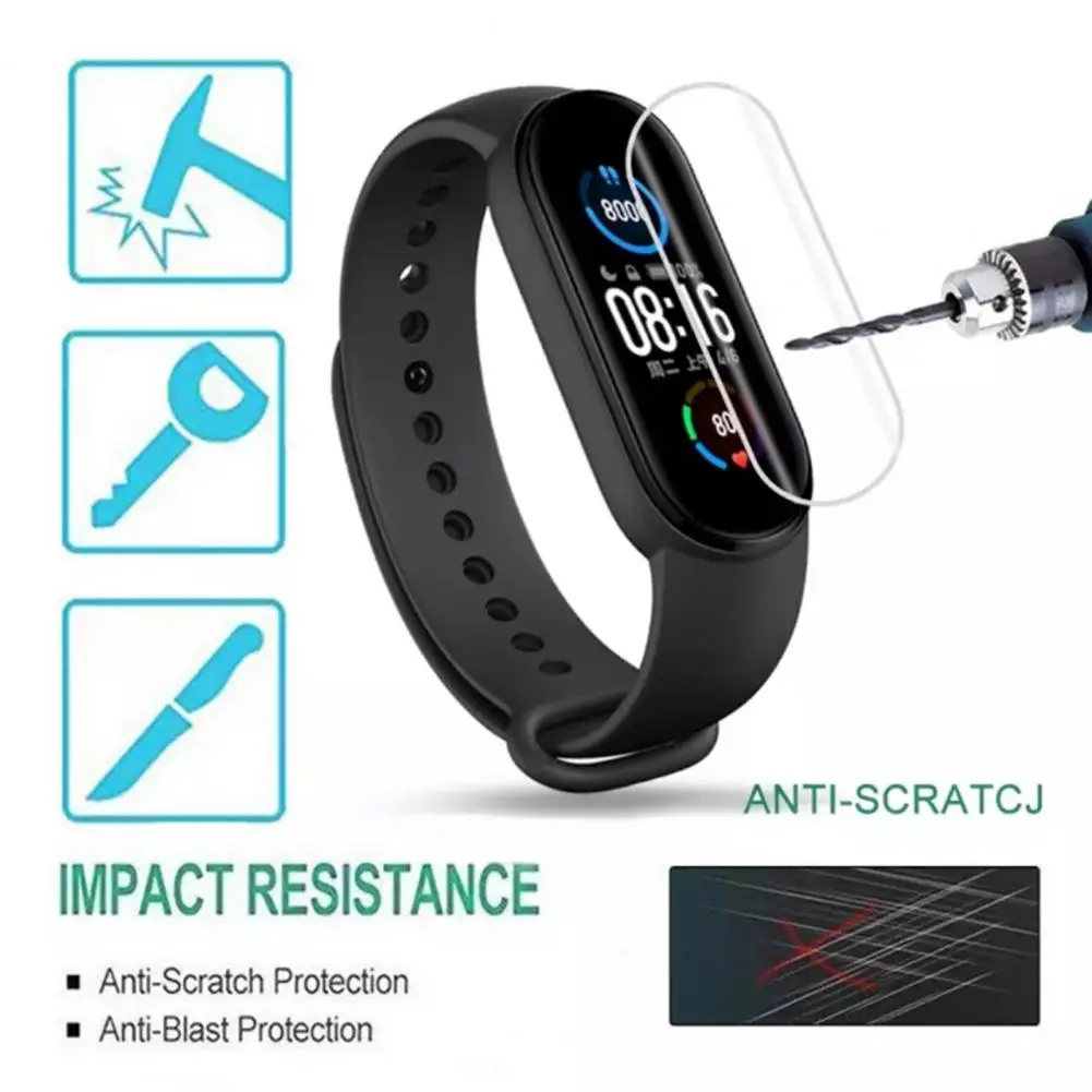 3 Stuks Horloge Beschermende Film Hoge Schermgevoeligheid Zelfadhesie Horloge Schermbeschermer Voor Mi Band 4/5/6