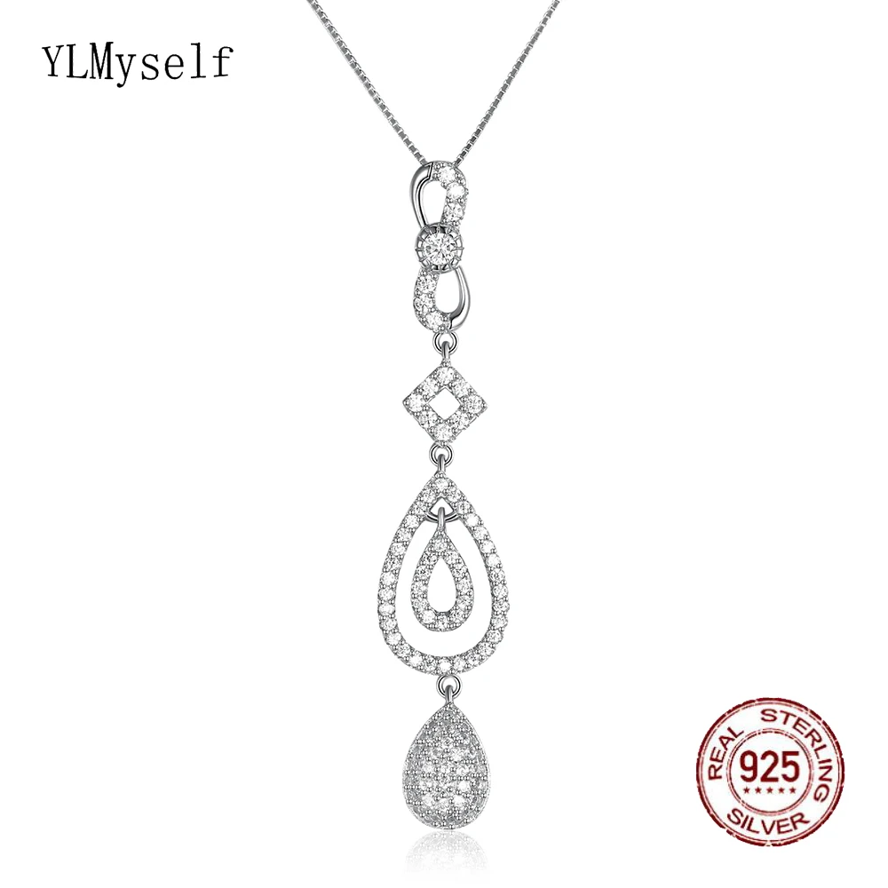 

5.9 cm long Real 925 sterling silver pendant necklace quickly ship jewelry white chain pendants charming silver drop suspension