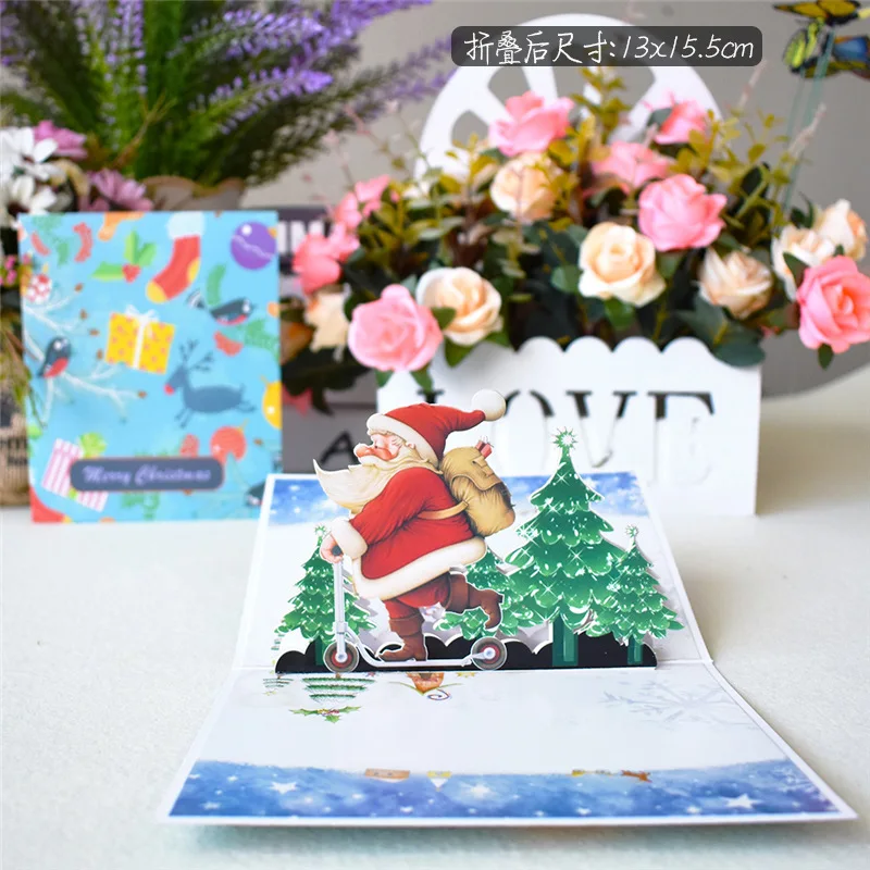 Neue 3D Pop-Up Weihnachtskarten Weihnachtsmann-Einladungskarte Partykarte Kindergeschenke Neujahrs-Dankeskarte Feiertagsgeschenk Postkarte – Detail 27