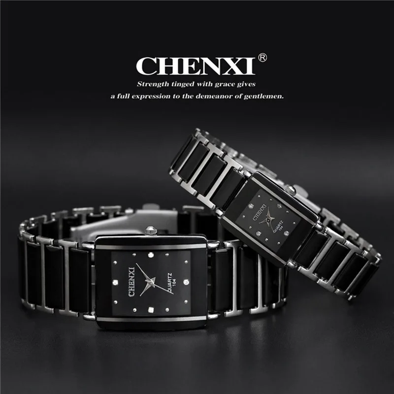 

Fashion Chenxi Brand Lady Watch Elegant Black Ceramics Simple Minimalism Small Narrow Quartz Casual Woman Rhinestone Wristwatch