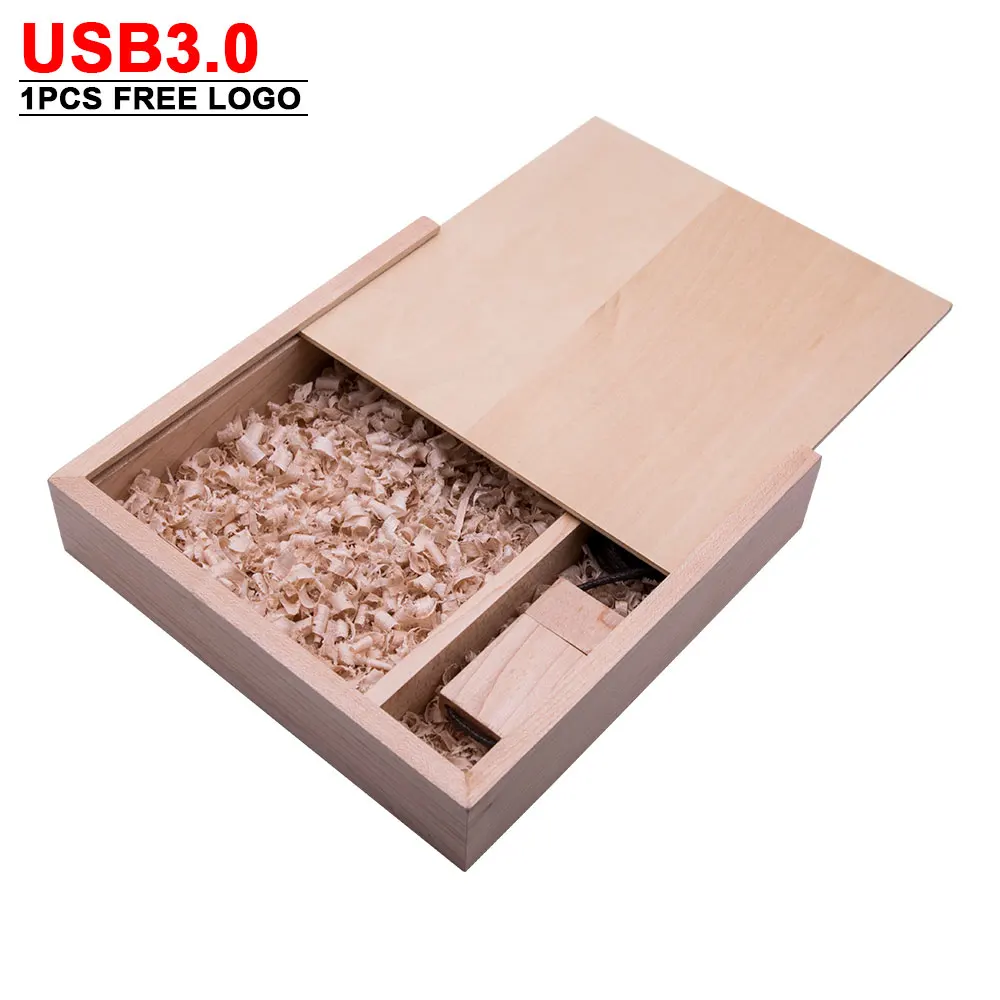 5pcs/lot Usb Flash Pen Drive Usb3.0 Wooden Usb + Box  8gb 16gb 32gb 64gb Free Custom Logo Data Storage Photography Wedding Gift