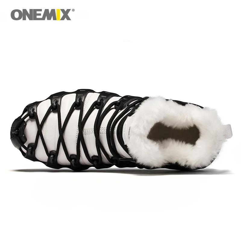 Onemix New Men\'s Running Boots Anti Slip Winter Warm Sports Shoes Lace Up Lightweight Outdoor Women High-Top Jogging Sneakerse
