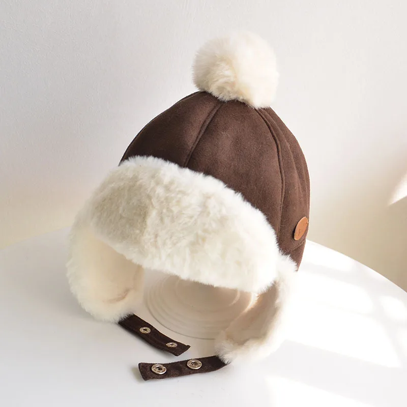 Baby Boys Girls Hat Kids Children Ear Flap Muff Winter Warm Plush Cotton Cap Outdoor Lei Feng  Beanie Gifts  2-3 Years