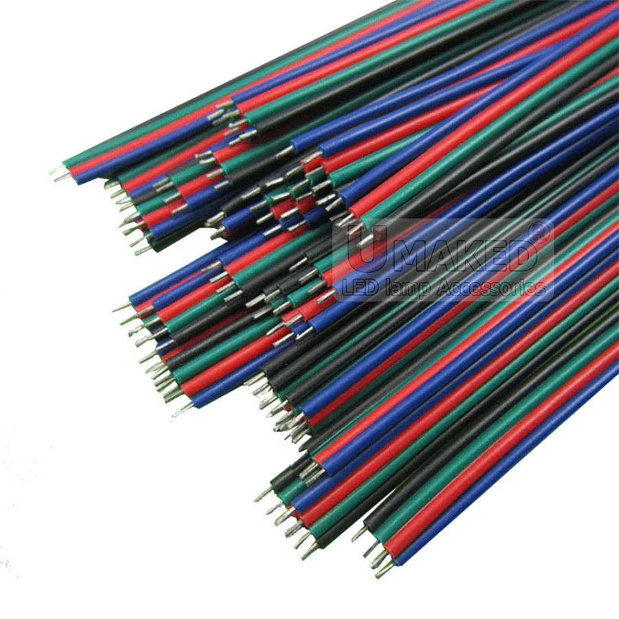 15/30/50/100cm 4pins wire cable, AGW 22 thinned copper wire for RGB strip light, extend RGB wire LED wire, electric cable diy