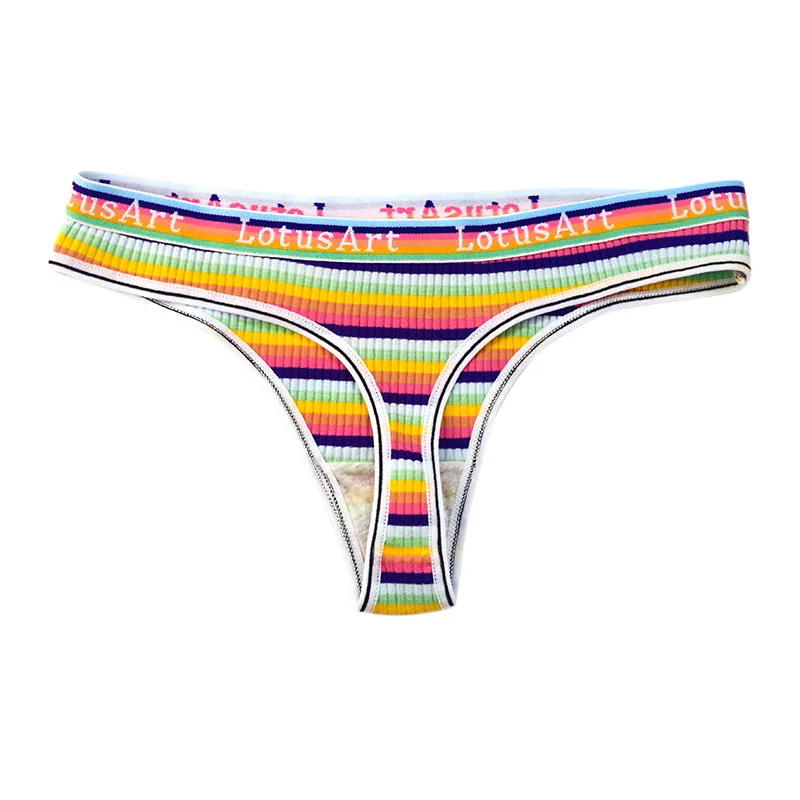 Women Cotton Solid Seamless Panties for Female Low Waist Underwear Panty Sexy Colorful Striped Lingerie Thongs NK2125