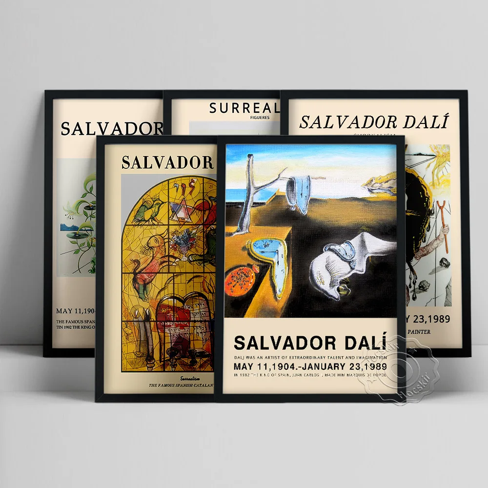 Salvador Dali Exhibition Poster, The Persistence Of Memory Oil Painting, Chagall The Tribe Of Levi Art Prints, Vintage Wall Art