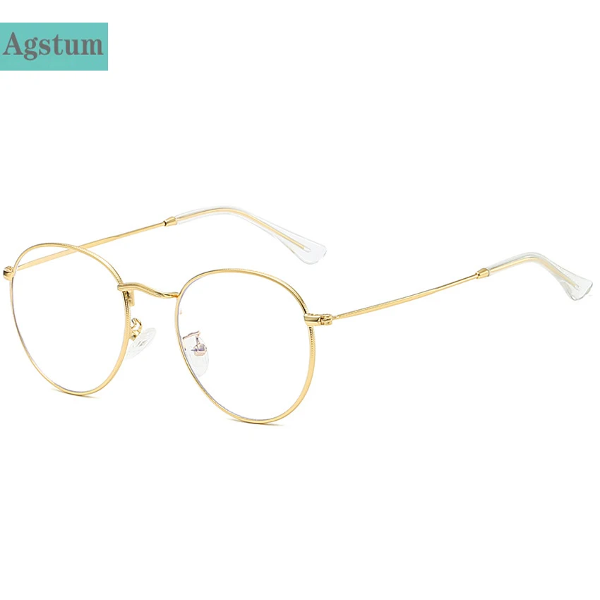 

Agstum Retro Anti Blue Light Glasses Frame Metal Round Optical Sepectacles Plain Eyeglasses Eyewear For Men Women Unisex