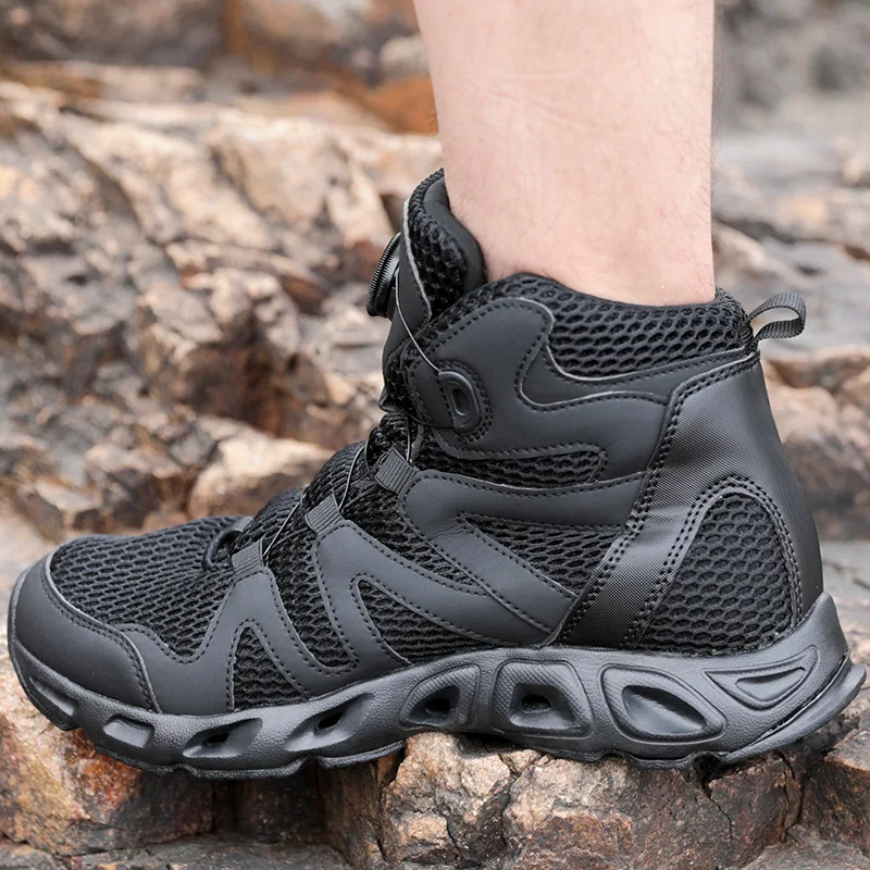 Men\'s Waterproof Hiking Shoes Summer Mesh Breathable Climbing Trekking Boots Outdoor Shoes Anti-slip Mountaineering Sneakers Men