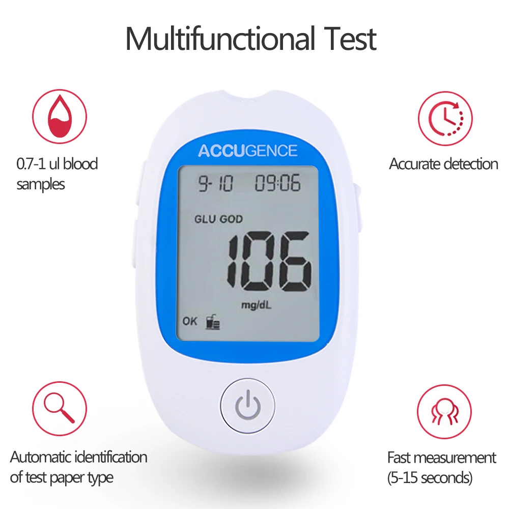 Medidor multifunción 4 en 1, Monitor de glucosa en sangre, ácido úrico, cetona, dieta Keto, KitDiabetes, gota, dispositivo con tiras reactivas y