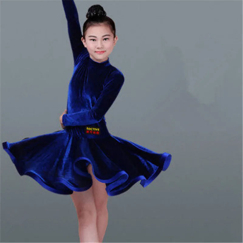Leopard Stage Performance Dress Girls Latin Dance Clothing Sequin Kids Bright Color Latin Salsa Dresses Samba Dance Costumes