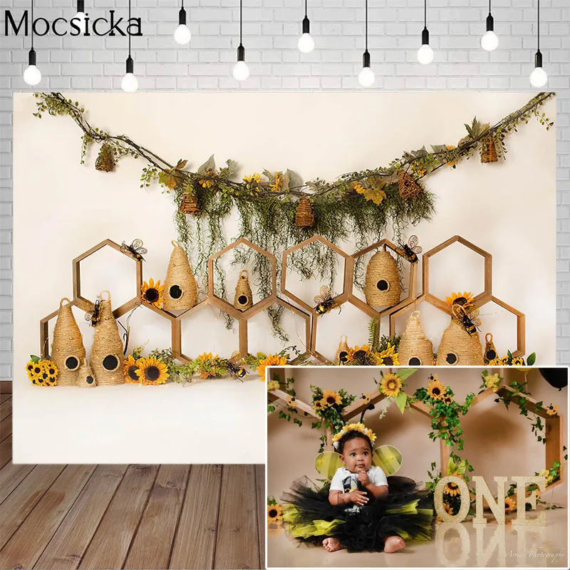 Mocsica – arrière-plan de photographie abeille douce, miel jaune, arrière-plan de photographie, décor de Portrait d'enfant nouveau-né, accessoires de décoration pour Studio