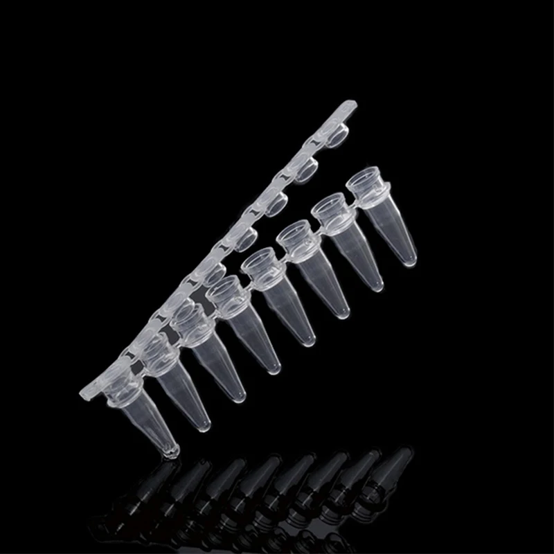 0.1/0.2ml Pcr 8 Strips Tube Lab Fluorescence Quantitative PCR Tube Strip 200pcs PP Centrifuge Tube With Cover Medical Supplies