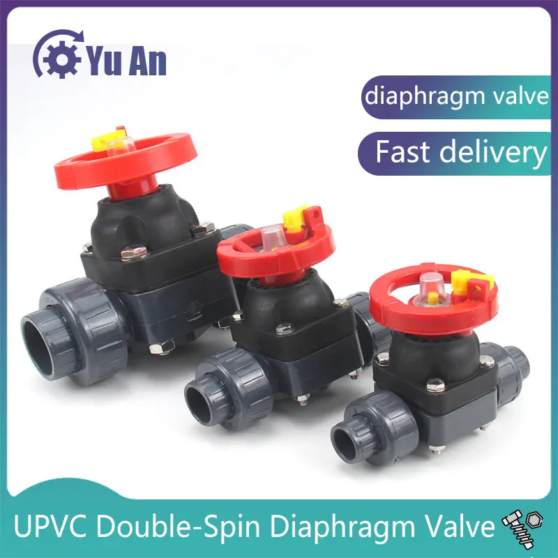 UPVC Double-Rotation Diaphragm Valve PVC Live Connection  Flow Control Valve Plastic Corrosion-Resistant Valve Switch