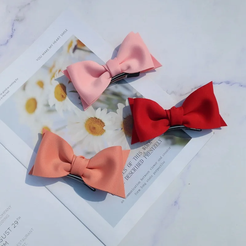 Boutique ins 10pcs Fashion Cute Solid Bow Hairpins Candy Color Bowknot Hair Clips Princess Headwear Hair Accessories for Girls