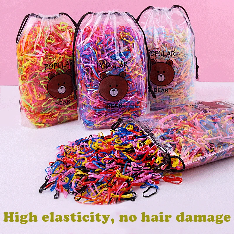 

2000pcs/Pack Girls Colorful Small Disposable Rubber Bands Gum For Ponytail Holder Elastic Hair Bands Fashion Headwear