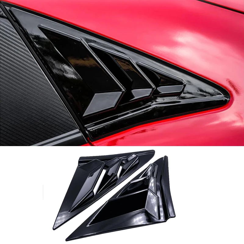 Rear Quarter Panel Window Side Louvers Black Carbon Fiber Vent Decal Cover For Honda Civic Type R Hatchback 2020 2021 Accessory