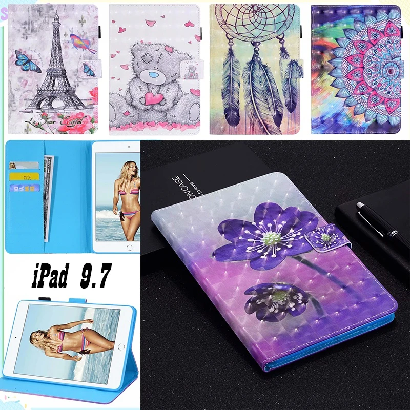 Fashion Flip Stand with Card Slots Leather Protector Case Cover for iPad 9.7 2017/208 Case iPad Air Cover iPad Air 2 Case