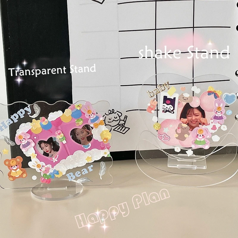 

Transparent Acrylic Shake Stand Sticker DIY Photo Album Idol Card Decoration Stand Happy Plan Girls Desktop Ornaments Gift