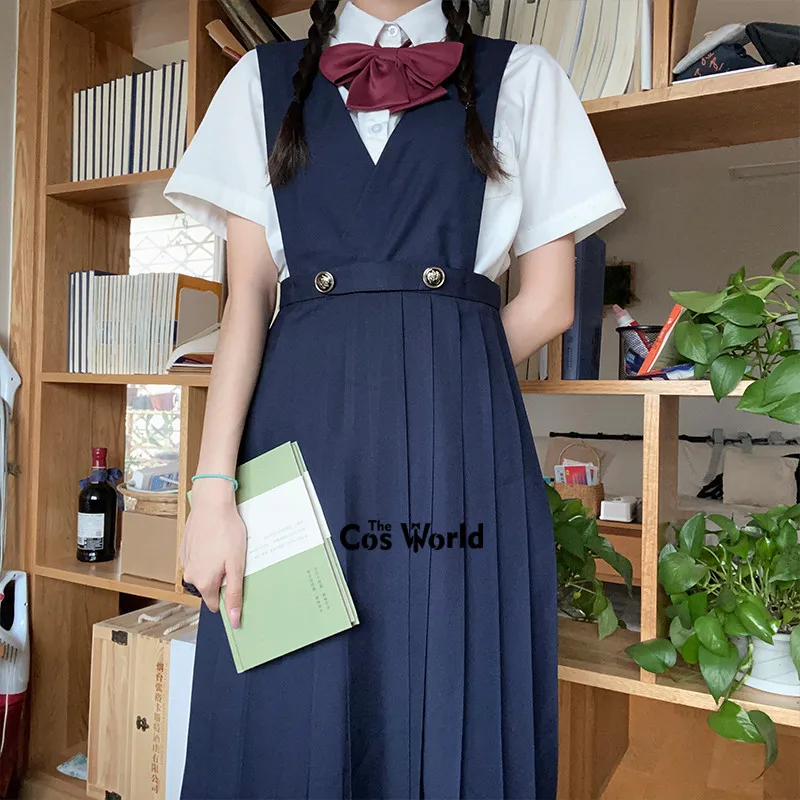 Menina japonesa feminina sem mangas pinafore vestido jk uniforme da escola secundária classe estudantes panos