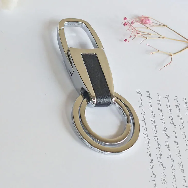 Men New Silver Color Key chain fashion Double ring Separate your home and office keys Women Charm Car key Ring Best Gift