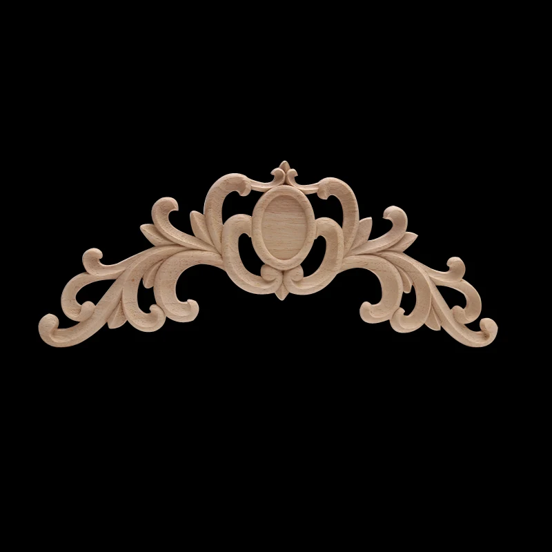 Antique European Decoration Retro Carved Ornamental Wood Applique Wood Decal Wood Craft Rubber Wood Walls Corner Leaves Corner