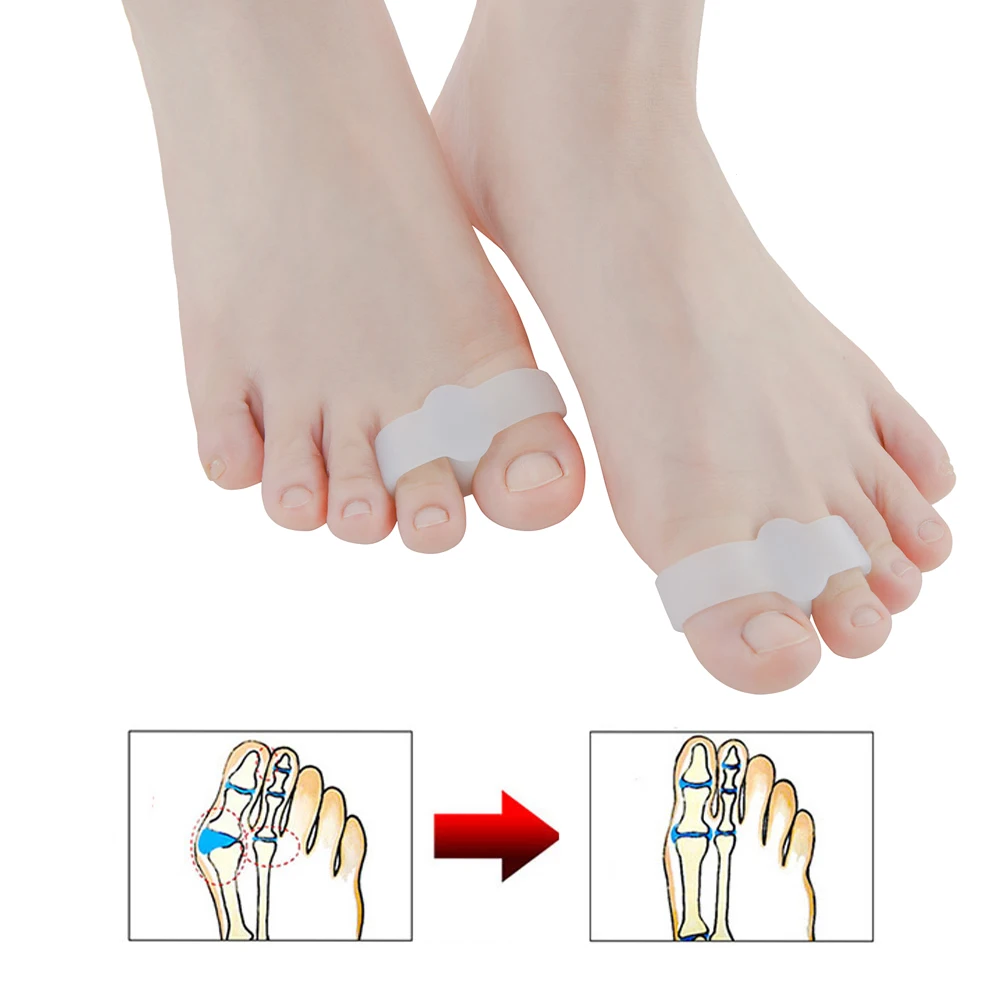 Sumifun 2 Ngón Chân Chia Silicone Mềm Chân Đầm Xòe Làm Giảm Nhẹ Chồng Lên Nhau Đau Hallux Valgus Hiệu Chỉnh Thẳng Dụng Cụ