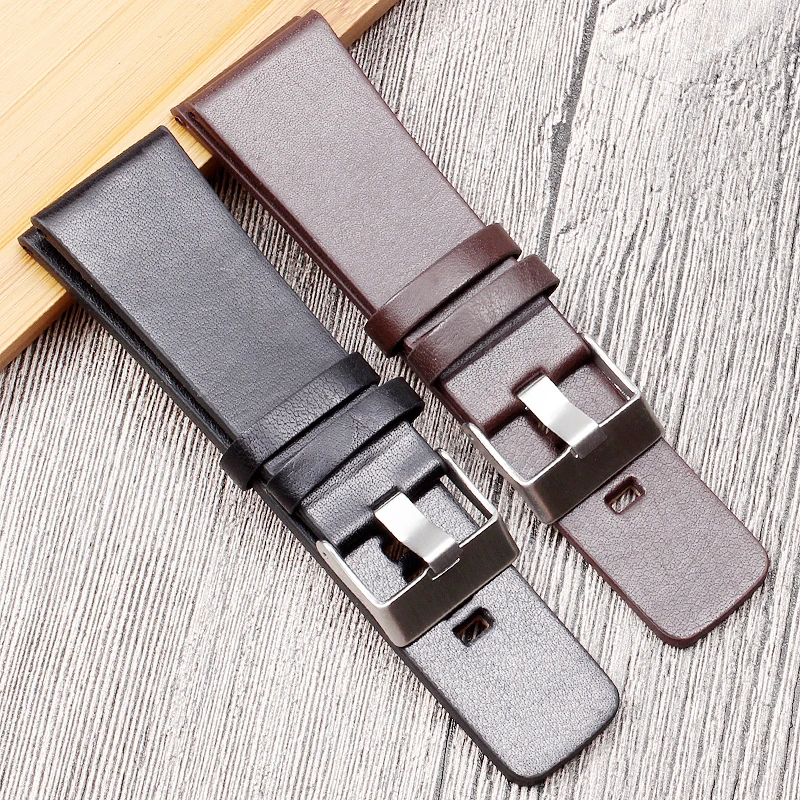 Genuine Leather strap watchband26 27 28 30 32 34mm Men\'s watch bracelet For Diesel watches DZ4386 1657 1399 1206 4323 black band