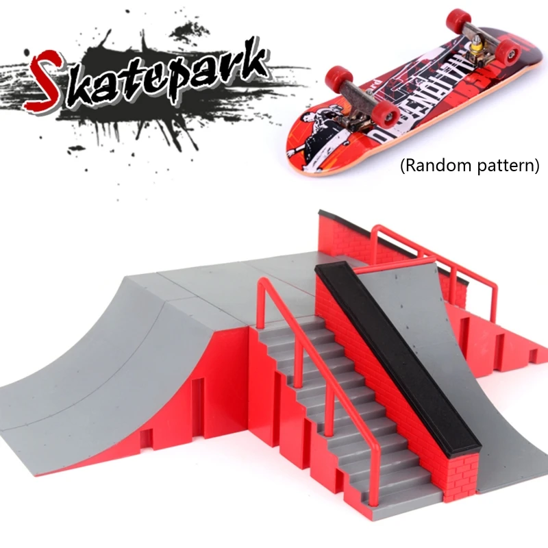 

Finger Skate Park Kit Ramp Part with 1 Finger Skateboard Mini Scooter Scene Prop BX0D Wholesale & Dropshipping