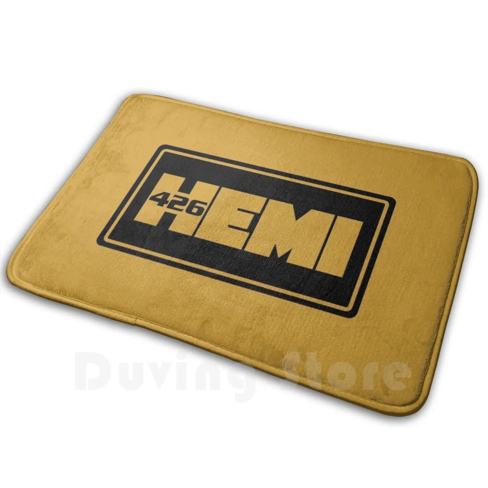 426 Hemi Mopar Gold On Black Logo Fan Art Soft Non-Slip Mat Rug Carpet Cushion Mopar Logo Symbol Parts Hellephant