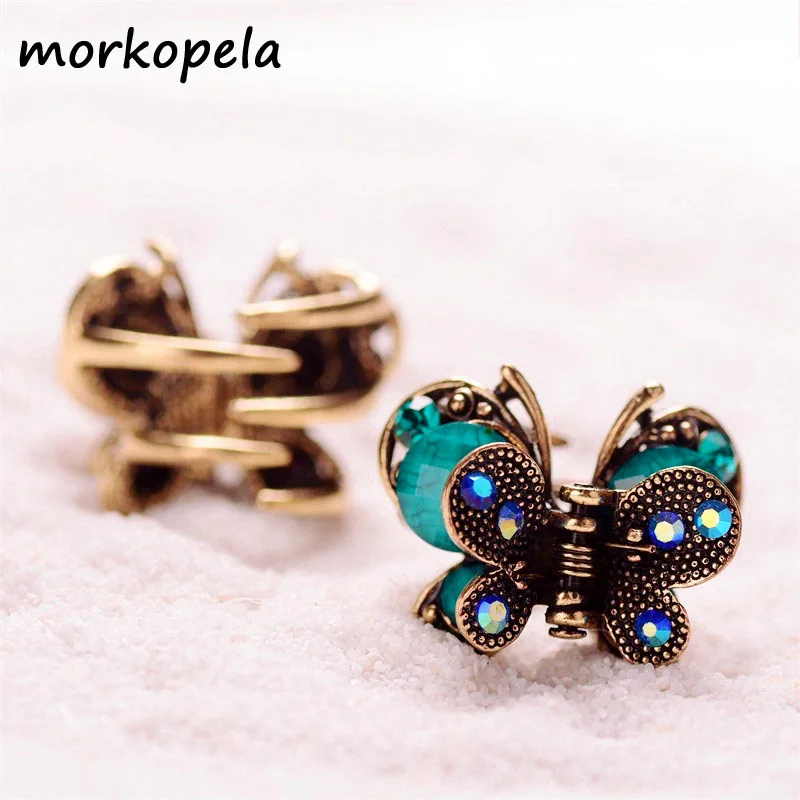 Morkopela Butterfly Small Hair Clip Vintage Metal Hair Claw Small Hair Pin Accessories For Women Antique Metal Hair Jewelry