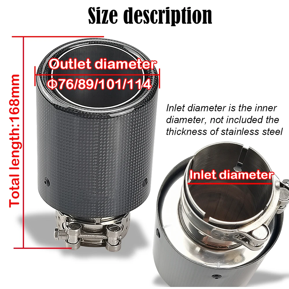 1PC Upgrade Exhaust Pipe For Universal Pipes Glossy Carbon Fiber Stainless Muffler Tail Tips Modify Auto Parts Car Accsesories