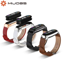 Strap for Mi Band 9 8 7 6 5 4 3 Leather Bracelet on Mi band 8 Correa Mi Band 6 Strap Metal Wristbands Miband 5 For Xiaomi Xiomi