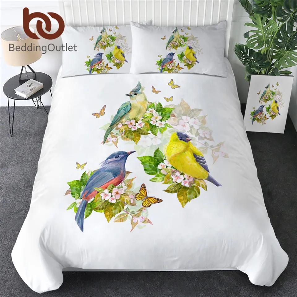 

BeddingOutlet Bird Bedding Set Butterfly Duvet Cover Set Flower Bedclothes Floral Bedspread 3d Archaic Branches Home Decorations