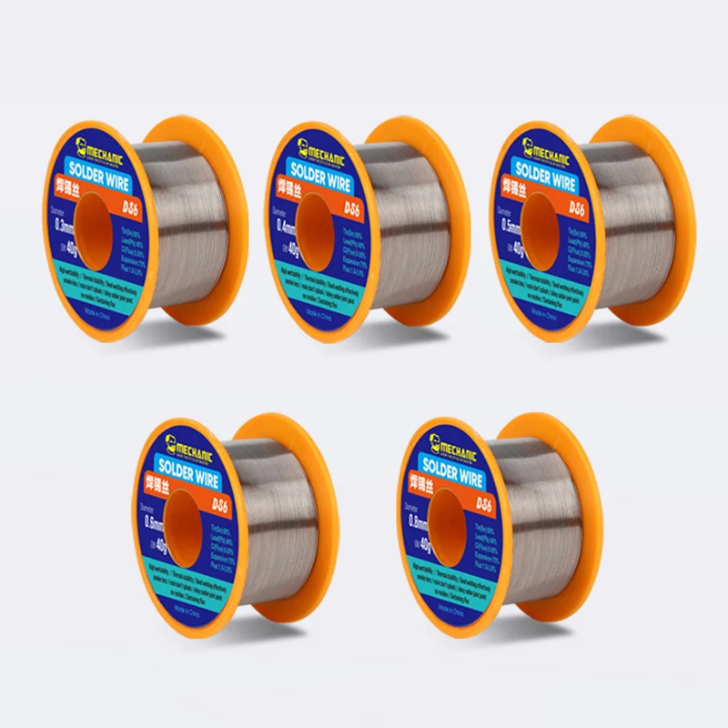 2Pcs/lot MECHANIC DS6 Rosin Core Solder Wire 0.3/0.4/0.5/0.6/0.8mm 40g BGA Soldering Wire Rework Tools Flux 1.0-3.0%