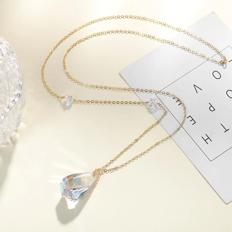 New Helix Pendant Necklace Gold Silver Color Colorful Beads Crystals from Austria For Women Wedding DIY Jewelry Chain Collar