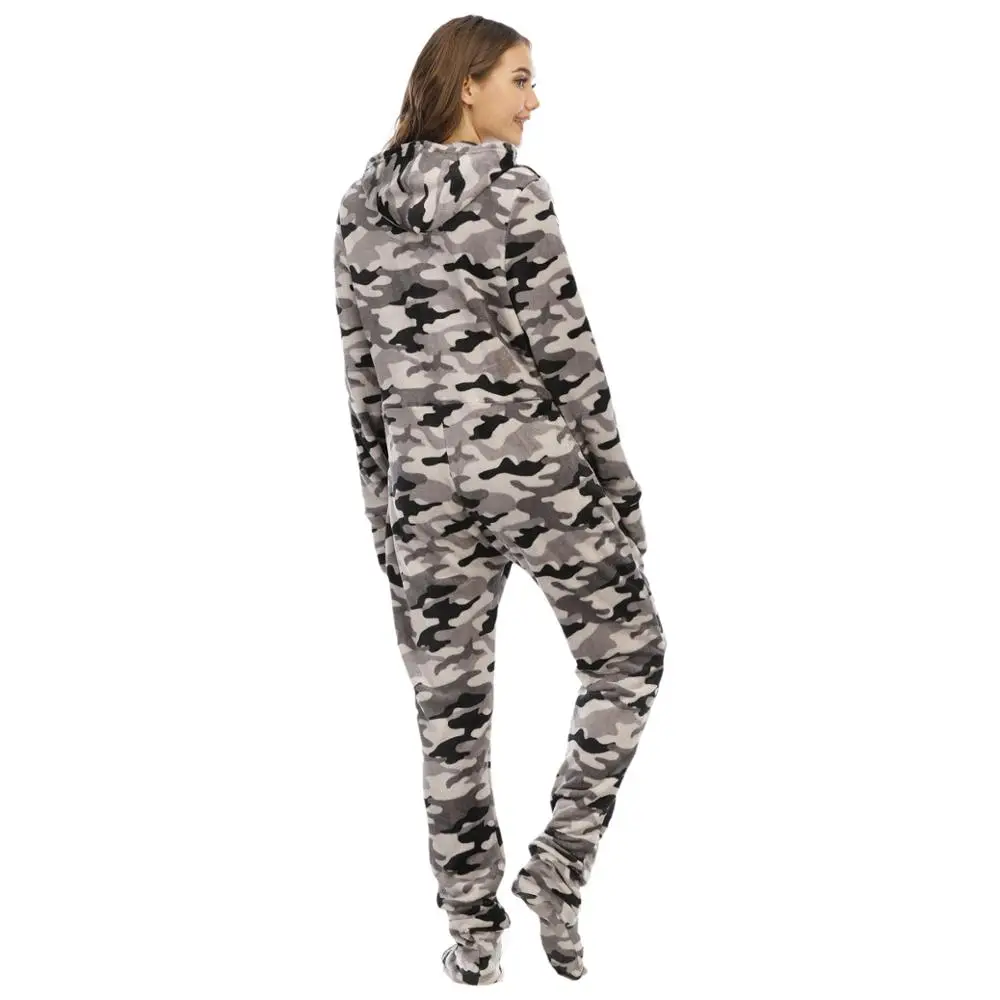 Warm Onesies Jumpsuit Pajama Casual Soft Sleepwear Hooded Nightwear Comfortable Women Flannel Homewear