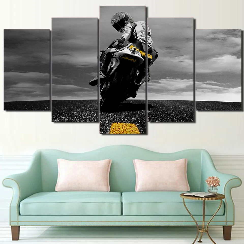 

5 Panel Motorcycle HD Printed Wall Art Poster Framework Modern Canvas For Living Room Pictures Home Decor Modular Painting