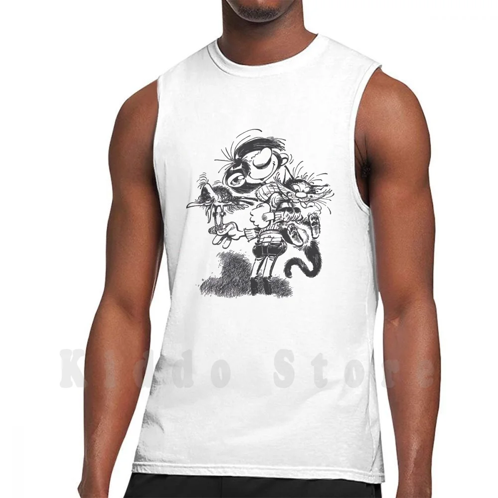 Gaston Lagaffe With Cat And Bird Tank Tops Vest Sleeveless Gaston Guus Lagaffe Flater Guust Veronica Magazine Gids Guide