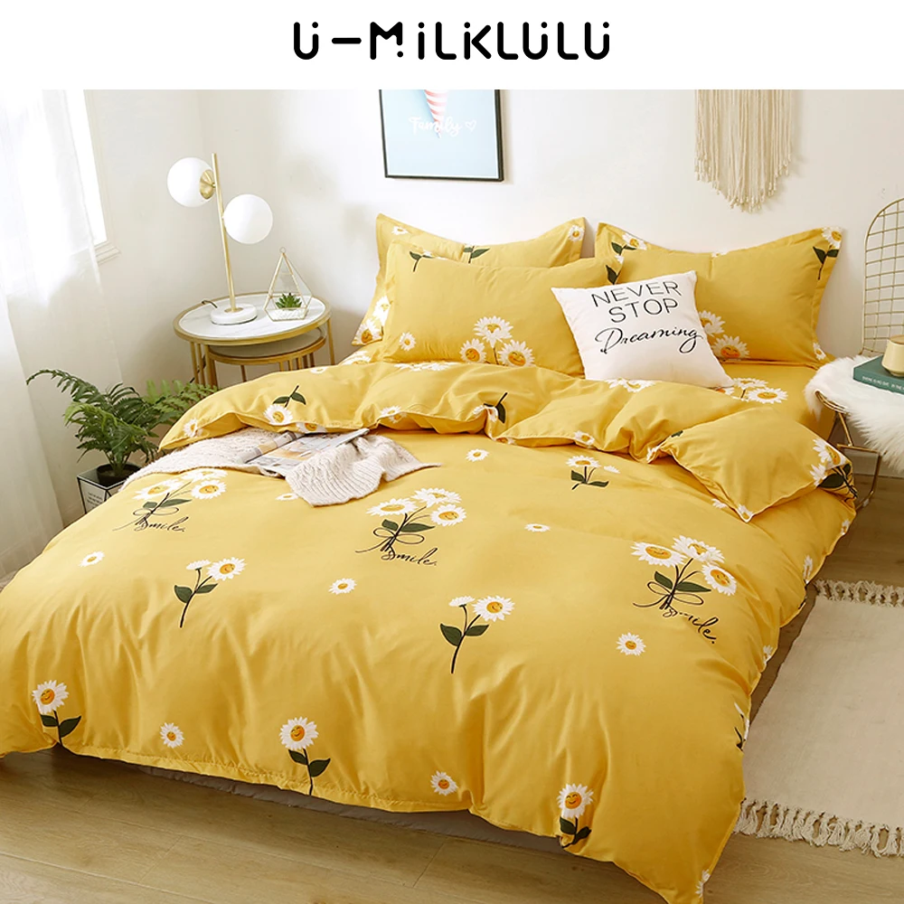 Sunflower Bedding Set, Yellow Sheet Single Double Queen, King Size, Elastic Duvet Cover, Pillowcase Country Style Bed Comforters