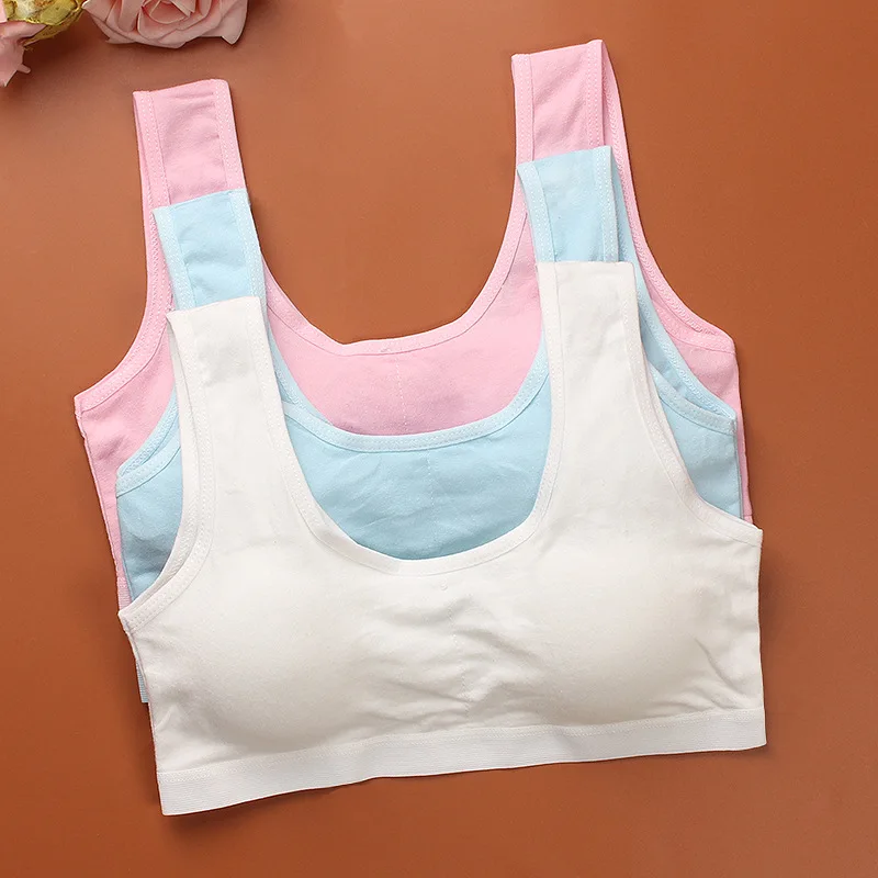 Girls bra development period vest type students cotton U-shaped broadband children's short bra sports breathable bra